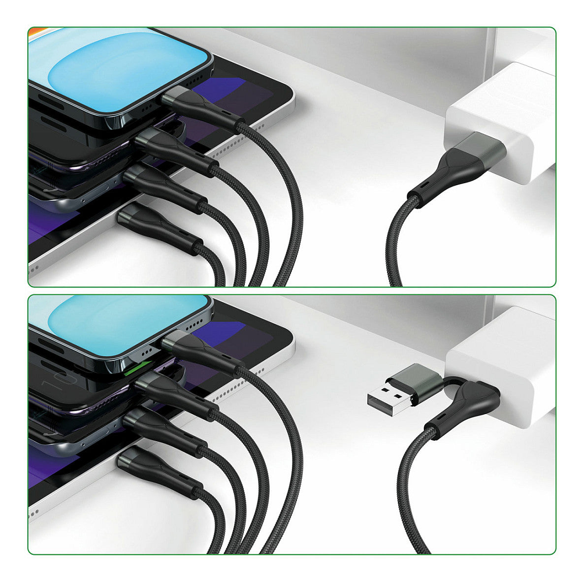 4smarts USB-C/A Multi-Ladekabel 4in2 1.2m. schwarz