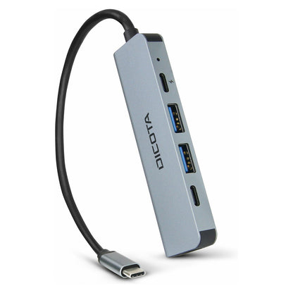 D Dicota USB-C 5-in-1 Video Hub 4K PD 100W silver
