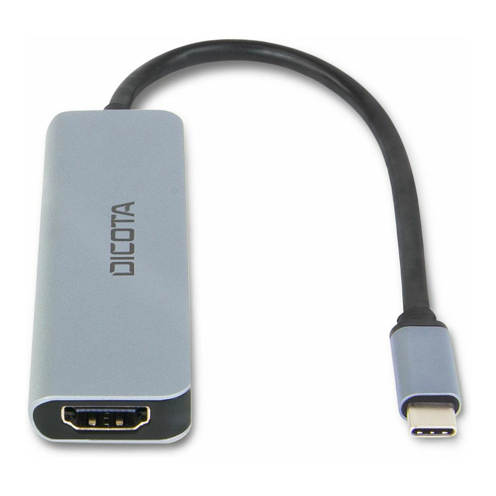 D Dicota USB-C 5-in-1 Video Hub 4K PD 100W silver