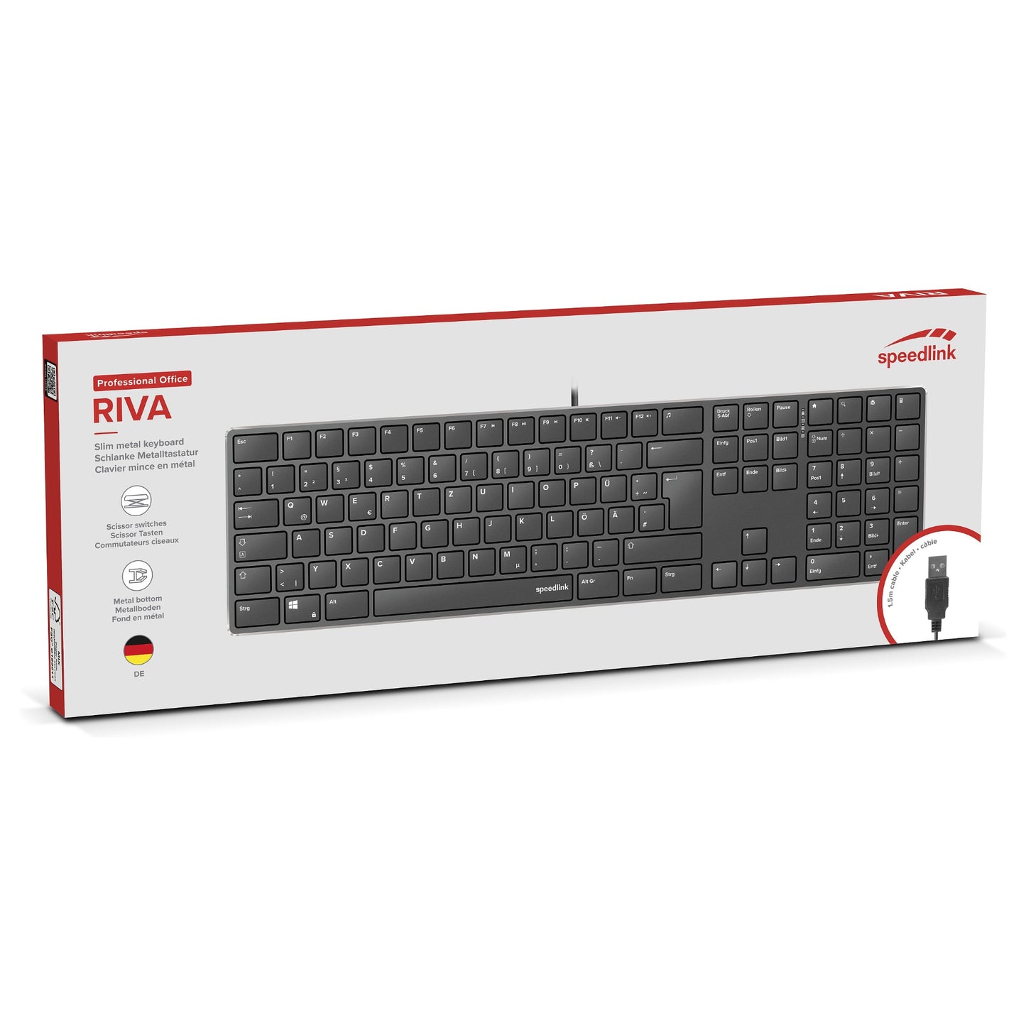Speedlink Tastatur RIVA Slim Metal Scissor. schwarz retail