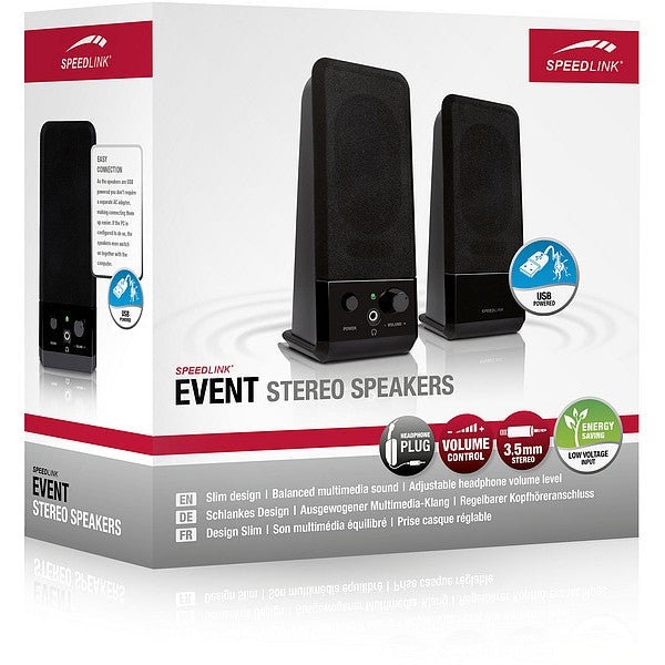 ÉVÉNEMENT Speedlink Lautsprecher. Stéréo. vente au détail noir