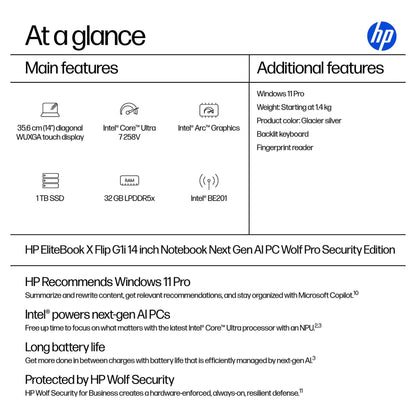HP EB X Flip G1i (14") u7-258V 32/1TBSSD 5G 1J W11P 12 Monate