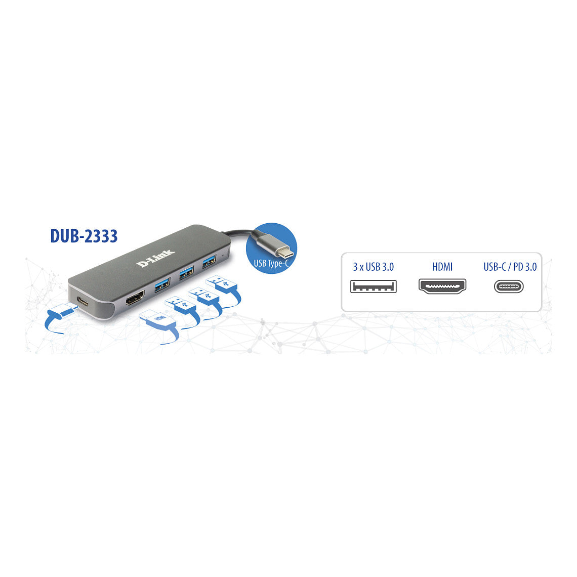 D-Link DUB-2333 5-in-1 USB-C Hub HDMI/Power Delivery1x HDMI