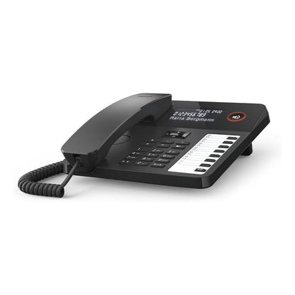GIGASET DESK 600 schwarz schnurgebundenes Tisch- und Wandtelefon LC-Display 7 Direktwahltasten Telefonbuch Hrgertekompatibel