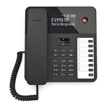 GIGASET DESK 600 schwarz schnurgebundenes Tisch- und Wandtelefon LC-Display 7 Direktwahltasten Telefonbuch Hrgertekompatibel