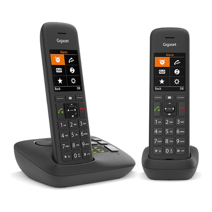 GIGASET C575A Duo schwarz schnurlos analog DECT 2 Mobilteile TFT-Farb-Display Freisprechen Adressbuch fr 200 Eintrge Wecker