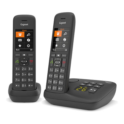 GIGASET C575A Duo schwarz schnurlos analog DECT 2 Mobilteile TFT-Farb-Display Freisprechen Adressbuch fr 200 Eintrge Wecker
