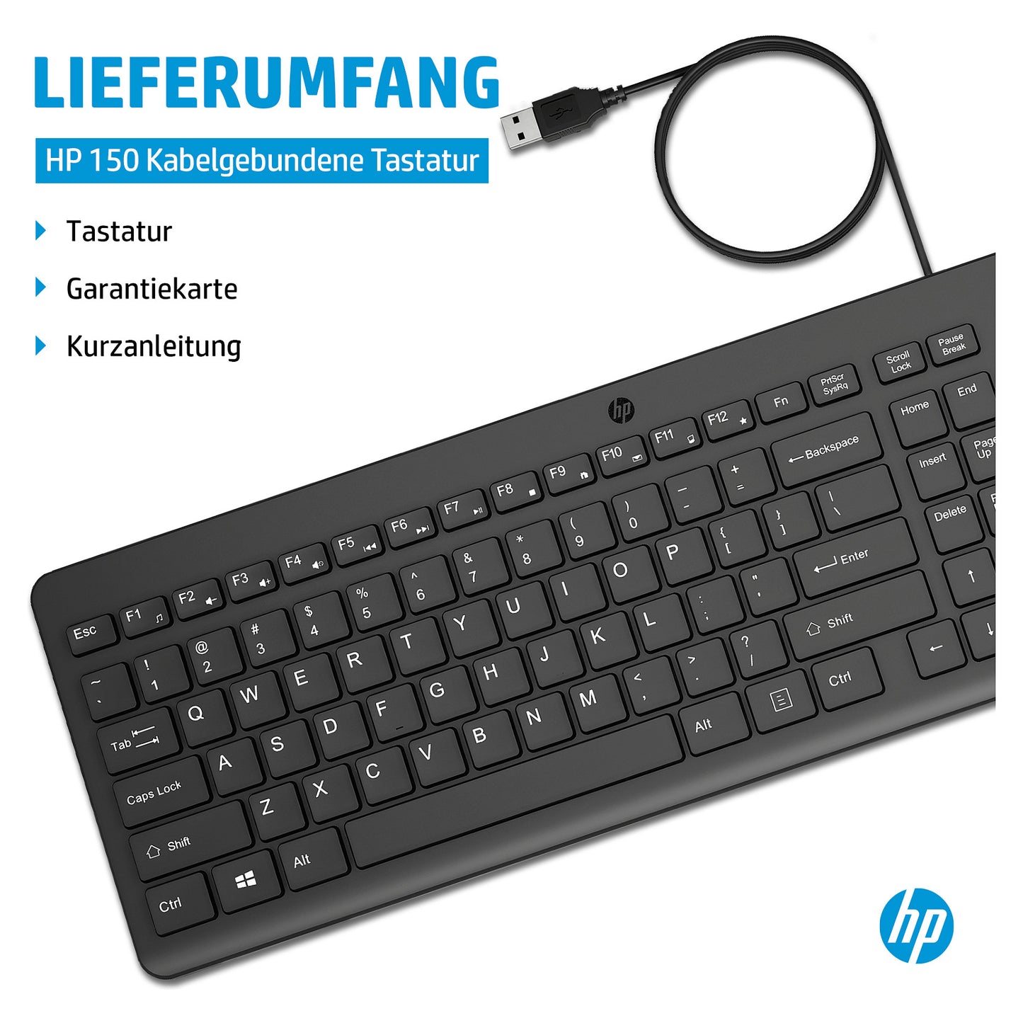 HP 150 Kabelgebunden USB-A deutsch Schwarz