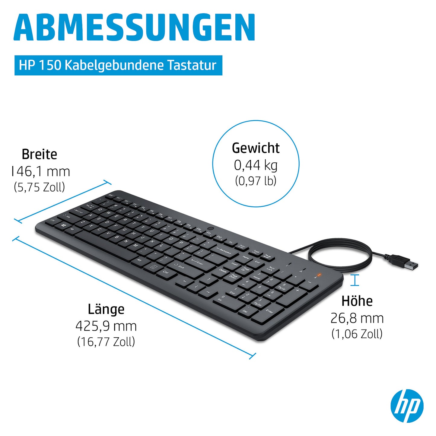 HP 150 Kabelgebunden USB-A deutsch Schwarz