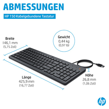 HP 150 Kabelgebunden USB-A deutsch Schwarz