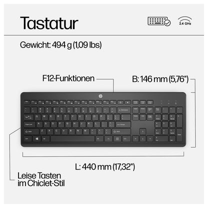 HP Tastatur+Maus 230 Kabellos Weiß Deutsch
