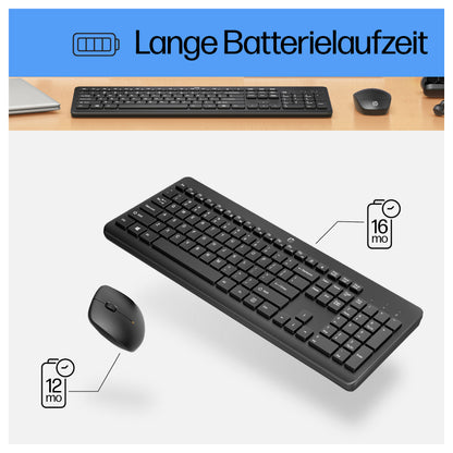 HP Tastatur+Maus 230 Kabellos Weiß Deutsch