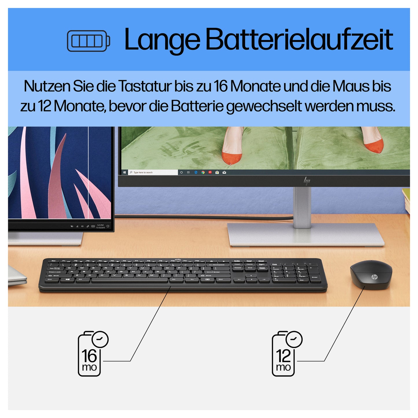 HP Tastatur+Maus 230 Kabellos Weiß Deutsch