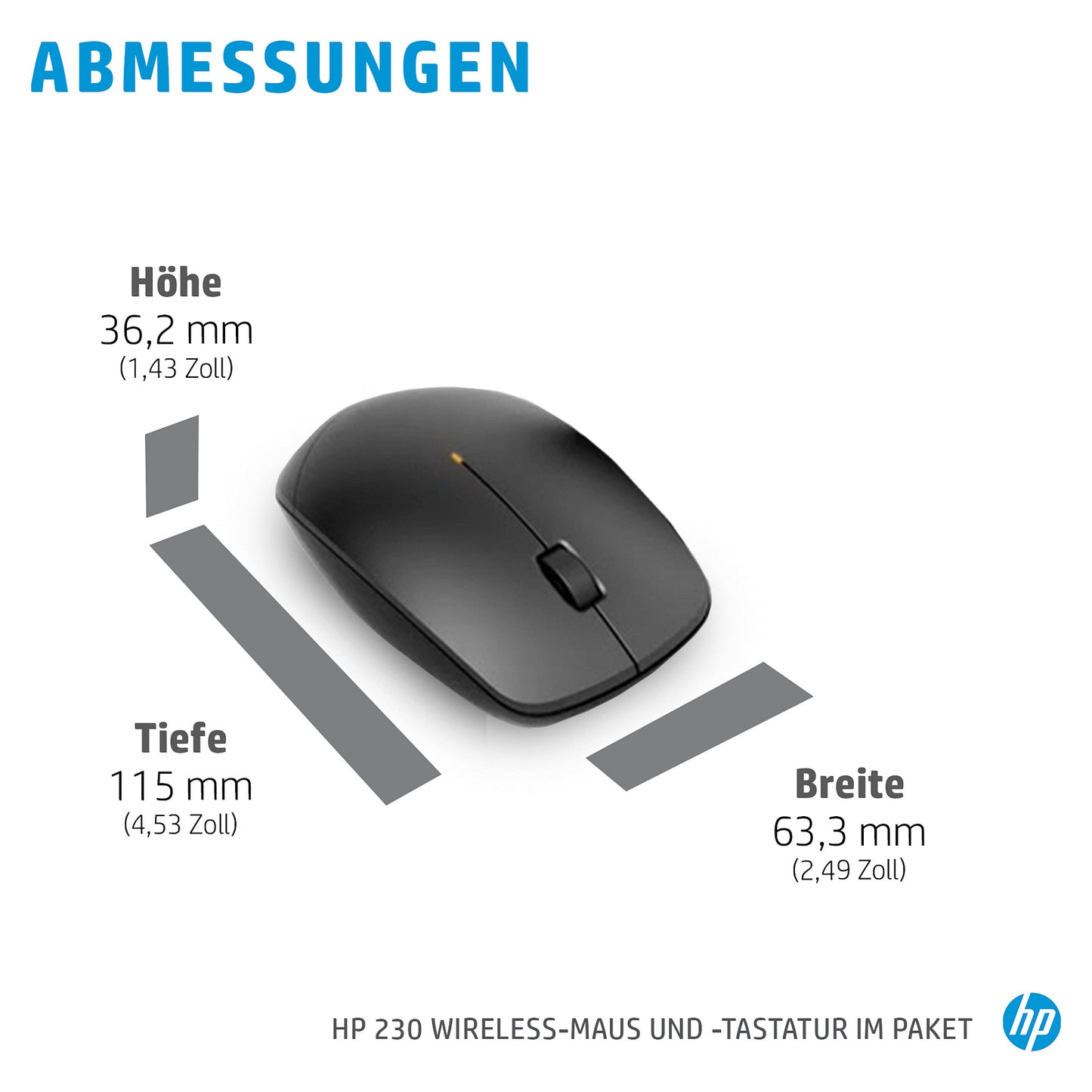 HP Tastatur+Maus 230 Kabellos Weiß Deutsch