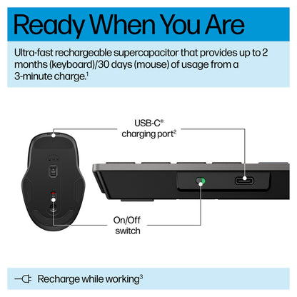 HP 725 Multi-Device Wireless Keyboard and Mouse Combo
