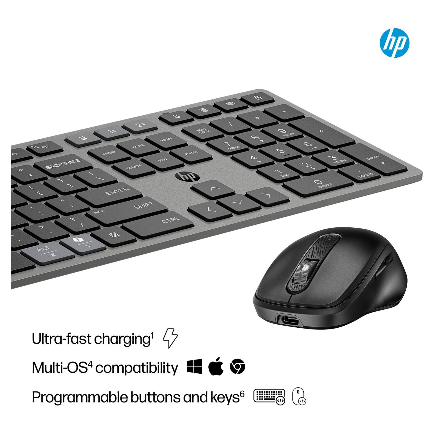 HP 725 Multi-Device Wireless Keyboard and Mouse Combo