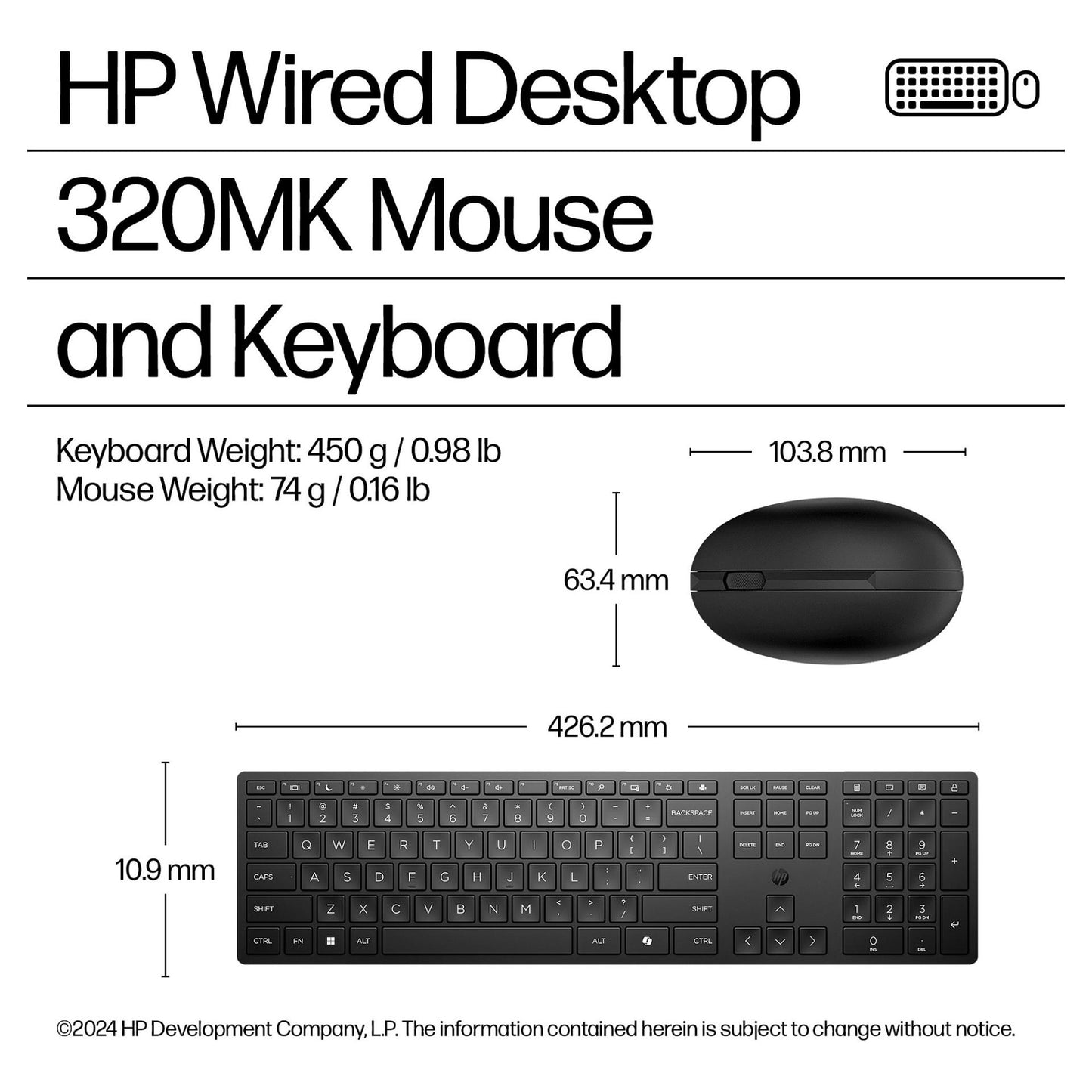 HP 320MK Kabelgebunden USB-A Copilot Taste Schwarz