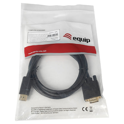 Equip Displayport->VGA(HD15) St/St 2.0m 1920x1200/60HZ sw