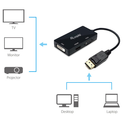 Equip Displayport->HDMI/VGA/DVI Adapter St/Bu schwarz