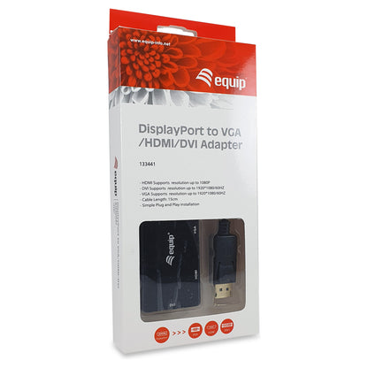 Equip Displayport->HDMI/VGA/DVI Adapter St/Bu schwarz