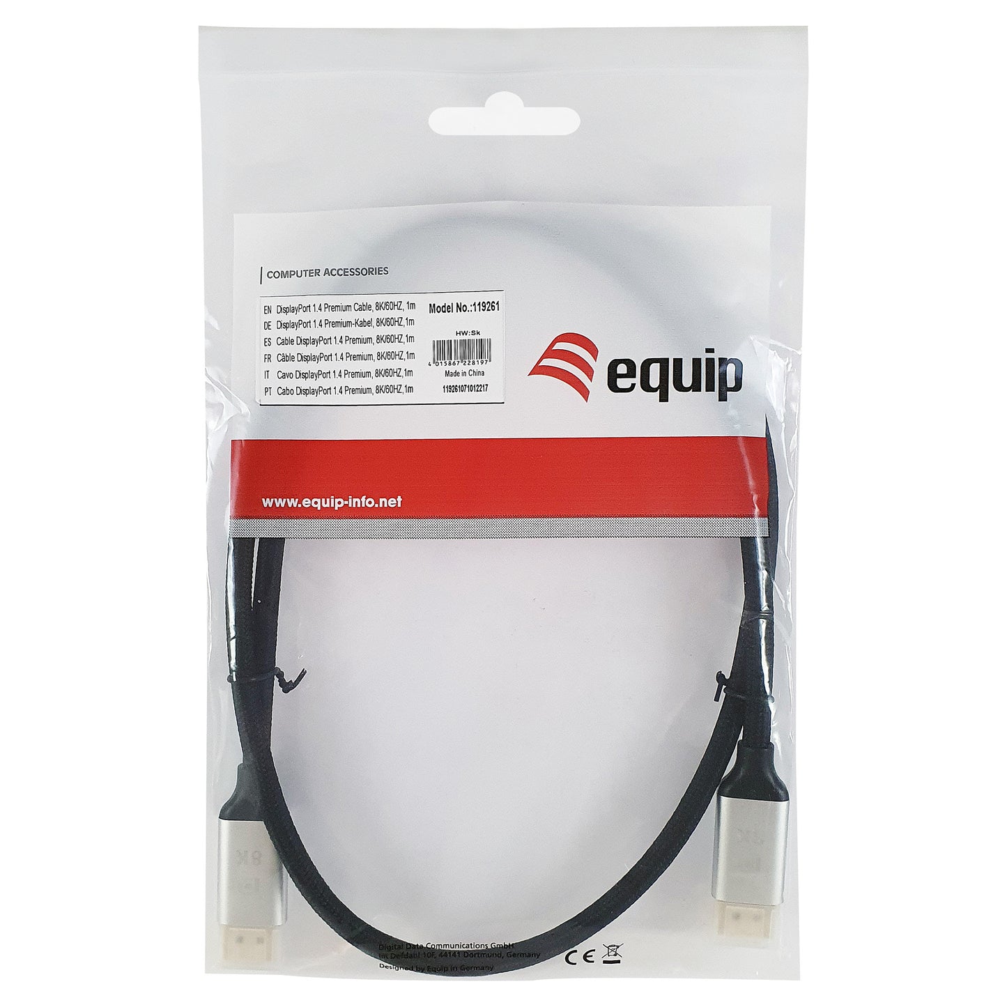 Equip DisplayPort 1.4 St/St 2.00m 8K/60Hz komp.HDCP Prem. sw
