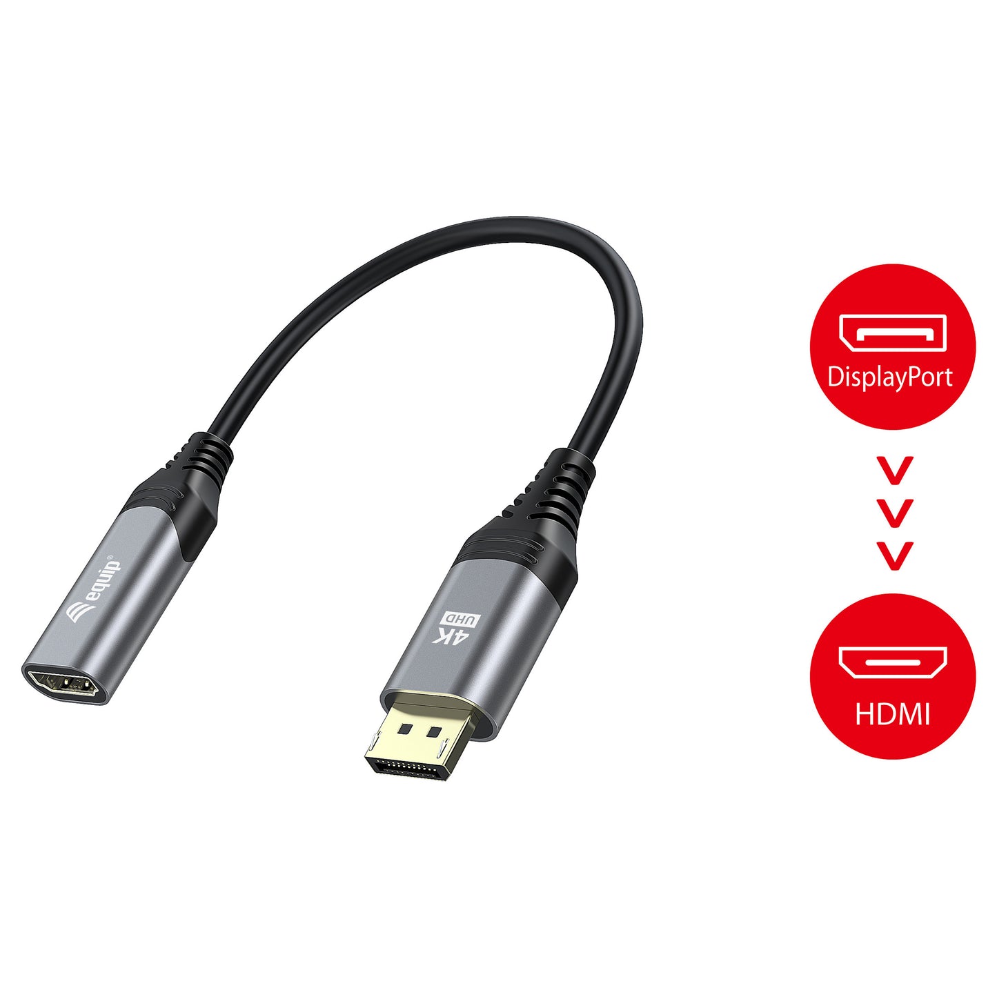 Equip Displayport->HDMI Adapter 1.2 St/Bu 4K/60Hz grau