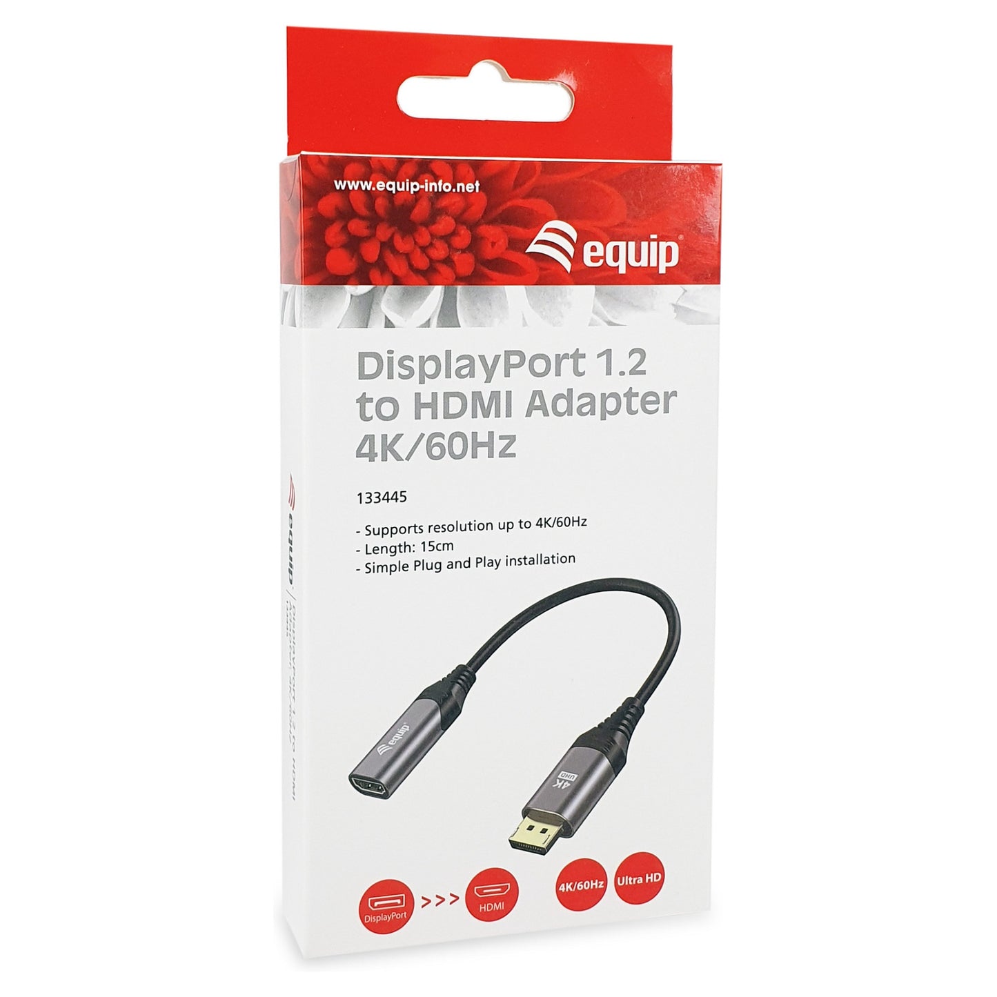 Equip Displayport->HDMI Adapter 1.2 St/Bu 4K/60Hz grau