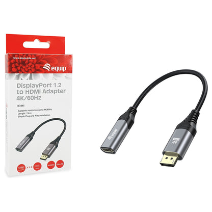 Equip Displayport->HDMI Adapter 1.2 St/Bu 4K/60Hz grau