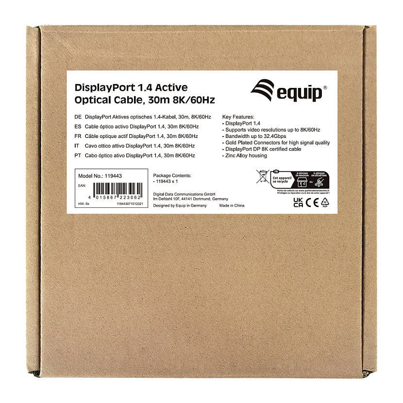 Equip DisplayPort 1.4 St/St30.00m 8K/60Hz komp.HDCP schwarz