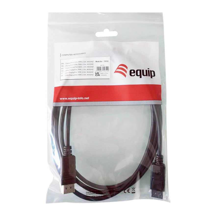 Equip DisplayPort 1.2 St/St 2.00m 4K/60Hz komp.HDCP schwarz Polybeutel
