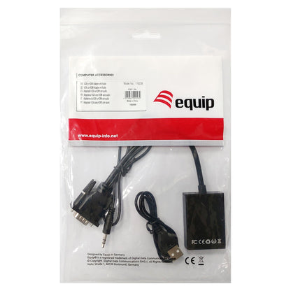 Equip VGA auf HDMI Adapter. mit Audio. schwarz. 15cm