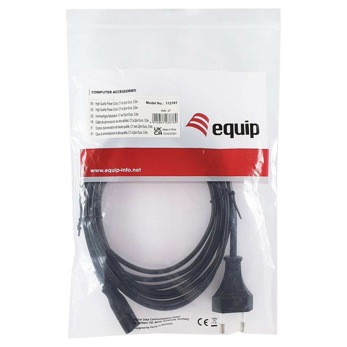 Equip IEC-Stromkabel 2pin -> C7 3m St/Bu schwarz