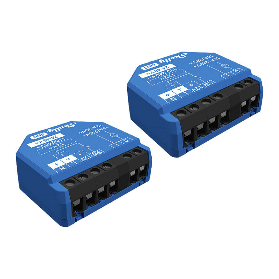 Shelly Relais "1 Gen3 2er Pack" max 16A 1 Kanal WLAN BT