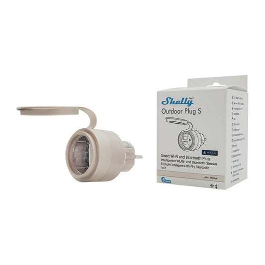 Shelly Plug & Play "Outdoor Plug S Gen3" Zwischenstecker für draußen 12A Messfunktion WLAN Matter BT