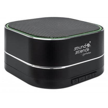 MANHATTAN Sound Science Metallic LED Bluetooth-Lautsprecher Bluetooth 5.0 Mikrofon Bedienelemente FM-Radio MicroSD-Slot schwarz