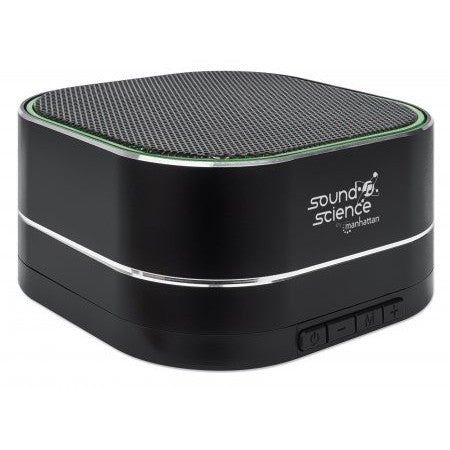 MANHATTAN Sound Science Metallic LED Bluetooth-Lautsprecher Bluetooth 5.0 Mikrofon Bedienelemente FM-Radio MicroSD-Slot schwarz
