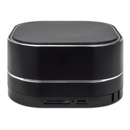 MANHATTAN Sound Science Metallic LED Bluetooth-Lautsprecher Bluetooth 5.0 Mikrofon Bedienelemente FM-Radio MicroSD-Slot schwarz
