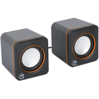 MANHATTAN Lautsprecher fr PC und Laptop 2600 Series zwei verbundene Lautsprecher 1.4 m USB-Kabel USB-C/USB-A-Adapter schwarz/orange