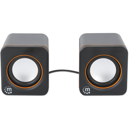MANHATTAN Lautsprecher fr PC und Laptop 2600 Series zwei verbundene Lautsprecher 1.4 m USB-Kabel USB-C/USB-A-Adapter schwarz/orange