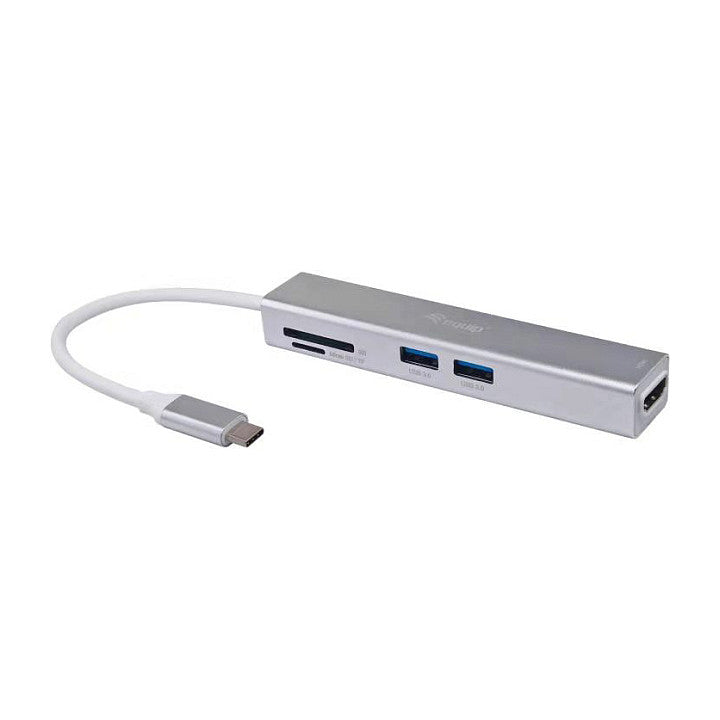 Equip Adapter USB-C -> HDMI.2xUSB3.0.SD 4K30Hz 0.15m sw
