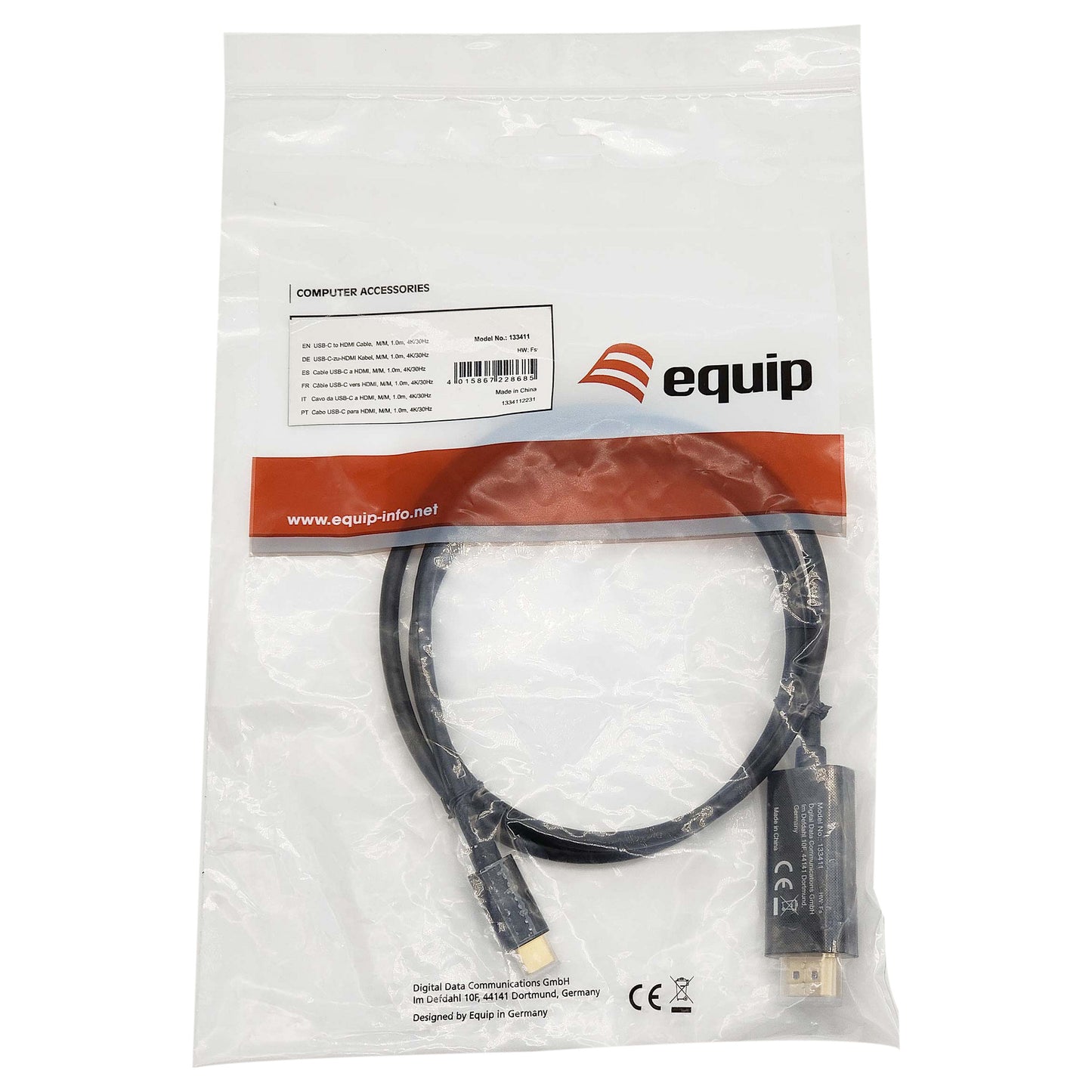 Equip Adapter USB-C -> HDMI 4K30Hz 1.00m sw