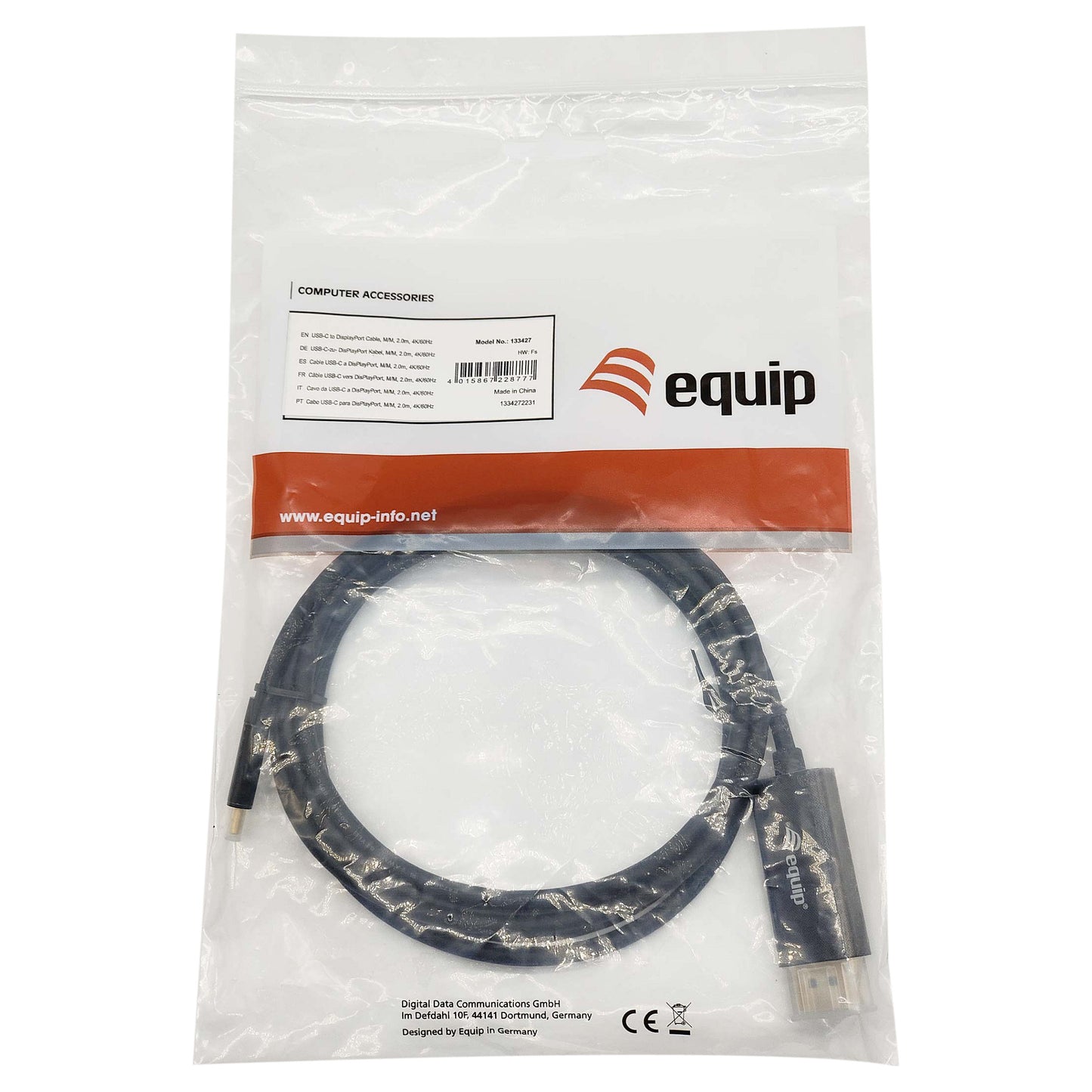 Equip Adapter USB-C -> DisplayPort 4K60Hz 2.00m sw