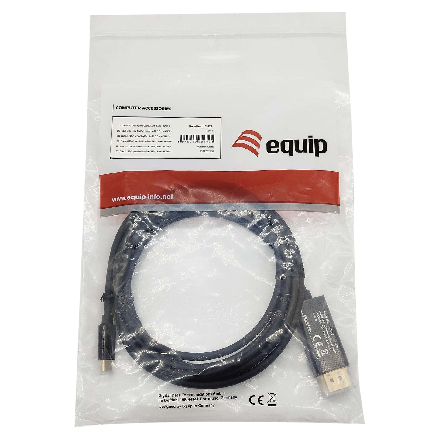 Equip Adapter USB-C -> DisplayPort 4K60Hz 3.00m sw