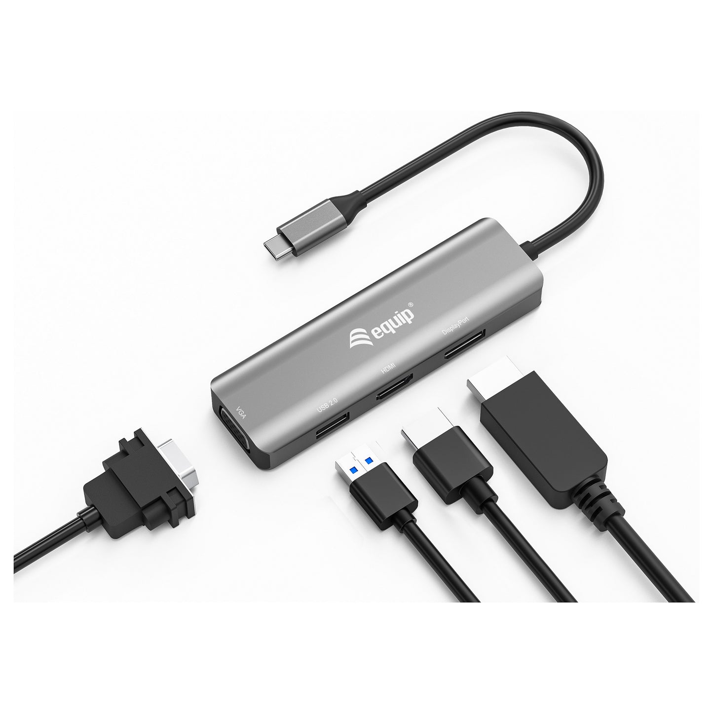 Equip Adapter USB-C -> HDMI/DisplayPort/VGA 4K/1080P/60Hz gr
