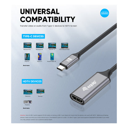 Equip Adapter USB-C -> HDMI 2.0 4K60Hz 0.15m gr
