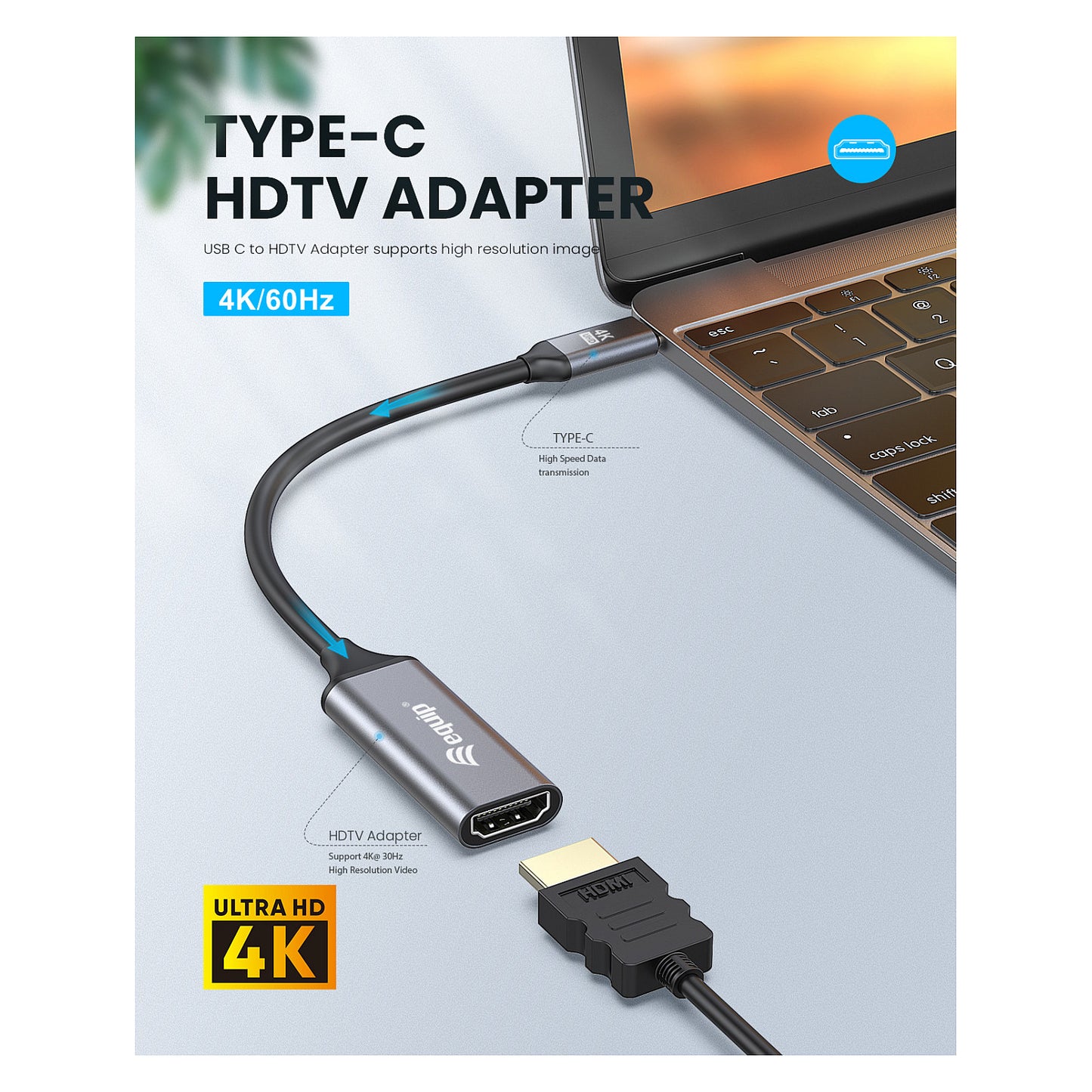Equip Adapter USB-C -> HDMI 2.0 4K60Hz 0.15m gr
