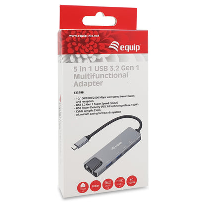 Equip Adapter USB-C -> RJ45 10/100/1000/2500 Mbps + USB 3.2