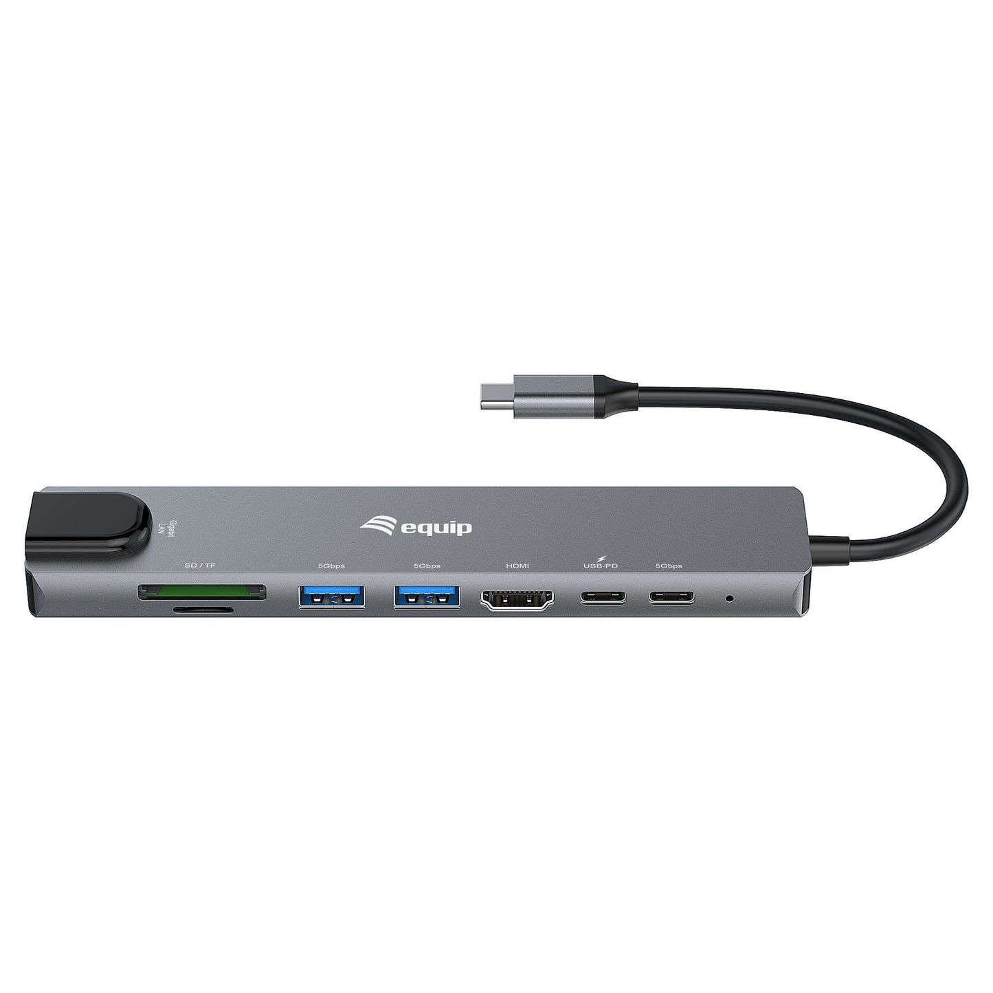 Equip Adapter USB-C -> HDMI.GbE.3xUSB3.2 Gen1.SD/TF.PD 100W