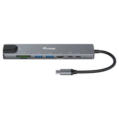 Equip Adapter USB-C -> HDMI.GbE.3xUSB3.2 Gen1.SD/TF.PD 100W