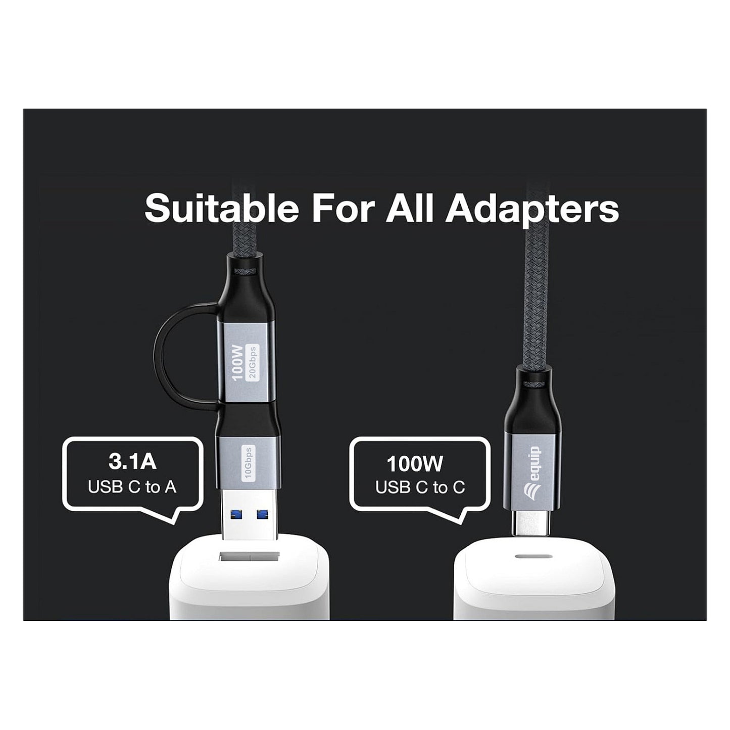 Equip Kabel USB-C 3.2 -> C/A St/St 1.00m 20Gbps schwarz